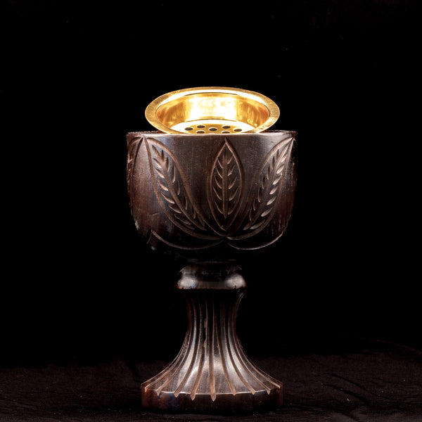 Engraved wooden incense burner